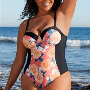 2X Blossom Floral one piece swimsuit